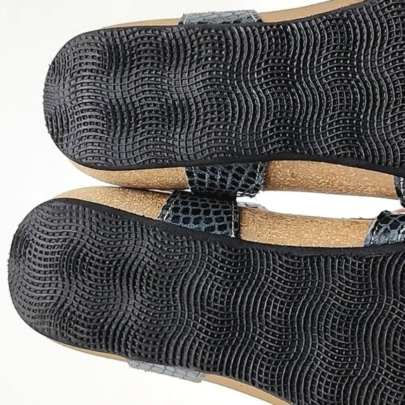 Taos Sandal Strappy Grey Leather Braided Low Cork Wedge Sole Size 7- 7.5 - Picture 12 of 16